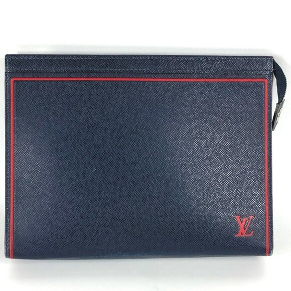 LOUIS VUITTON M63394 Taiga Pochette Voyage Bag Pouch Bicolor Clutch Bag - Picture 1 of 16